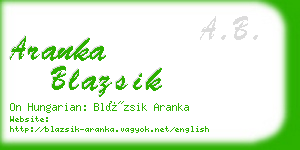 aranka blazsik business card